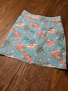 Kim Rogers Sz 12 Sailboat Print Skort Blue Pink Teal Pull-On Skirt W Under Short - Picture 1 of 4