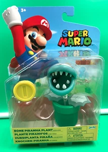 Super Mario Bros Bone Piranha Plant With Coin 4" Actionfigur 2022 - Bild 1 von 2