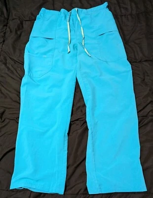 CrushScrubs Scrub Pants Womens XLT Baby Blue Pull On Elastic Waist Drawstring  - Image 1 of 4