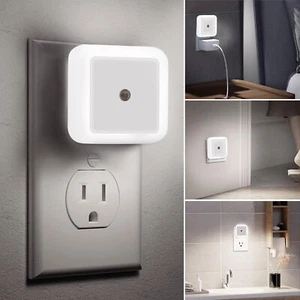 LED Plug-in Night Lights Lamp Dusk to Dawn Sensor for Hallway Kitchen Bathroom - Picture 1 of 11