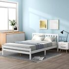 Merax Double Pine Wood White Bed Frame 4ft6 Size 135x190 cm Boxed