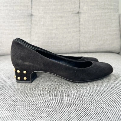 Gucci замшевые золотые с заклепками котенок каблук плоскостях в черный ЕС 35,5 подходит как нам 6 новый без коробки - Изображение 1 из 4