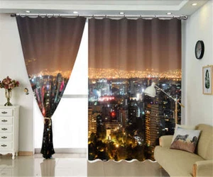 Distant City Light 3D Curtains Blockout Photo Printing Curtains Drape Fabric - Picture 1 of 11