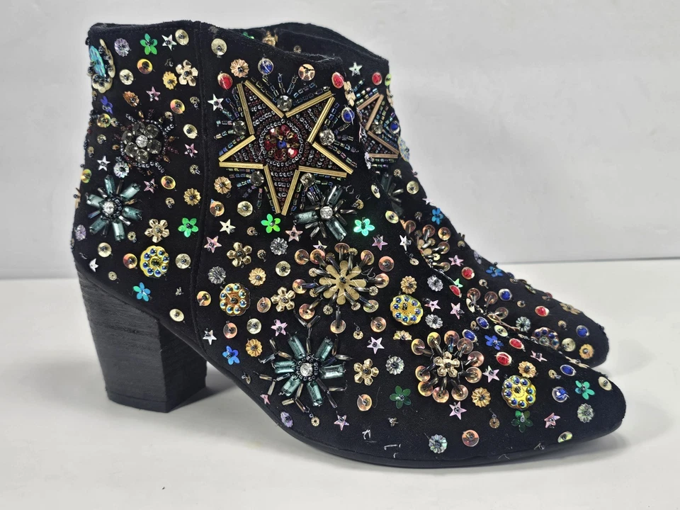 Free People Night Out Ankle Boot Women's Size EU 39 US 8.5 sequins velvet shiny - Image 1 of 4