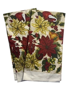 Juego de 2 toallas de cocina FRANCO algodón tapiz navideño fruta pascua años 90 nuevo - Imagen 1 de 6