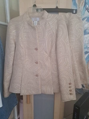 ESTILO MEDIANOCHE TERCIOPELO POLI/ALGODÓN METALIZADO DORADO HERMOSA FALDA TRAJE TALLA 8 Foto 1 de 4