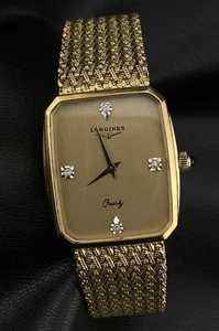 Longines Vintage Rare 80’s Gold Plated Diamond Dial Men’s Watch Elegant Orologio - Picture 1 of 15