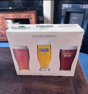 Vintage Guiness Brewing Beer Glasses Set Of 3 Glasses - Picture 1 of 2