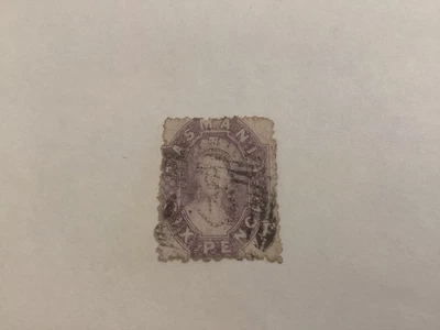 Tasmania 6d purple Queen Victoria Seven Seas 4 postal used - Image 1 of 2