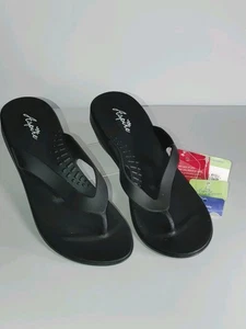 Okabashi Womens Medium Size 7-8 Splash 2 Inch Black Casual Wedge Sandals NWT - Picture 1 of 8