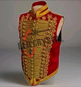 Napoleonic hussar vest Military Ceremonial Hussar Waistcoat with Gold Braiding - Picture 1 of 10