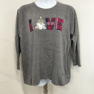 Maglione donna Cato EST 1946 taglia 18/20W grigio a quadri amore paillettes albero pullover   - Foto 1 di 14