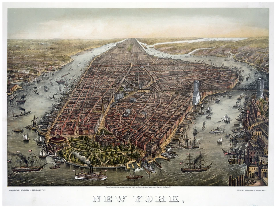 8924.New York.Manhattan at the turn of the century.POSTER.decor Home Office art - Image 1 of 1