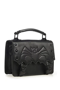 Black Gothic Punk Emo Rockabilly Bat Horror Nocturne Satchel Bag BANNED Apparel - Picture 1 of 3