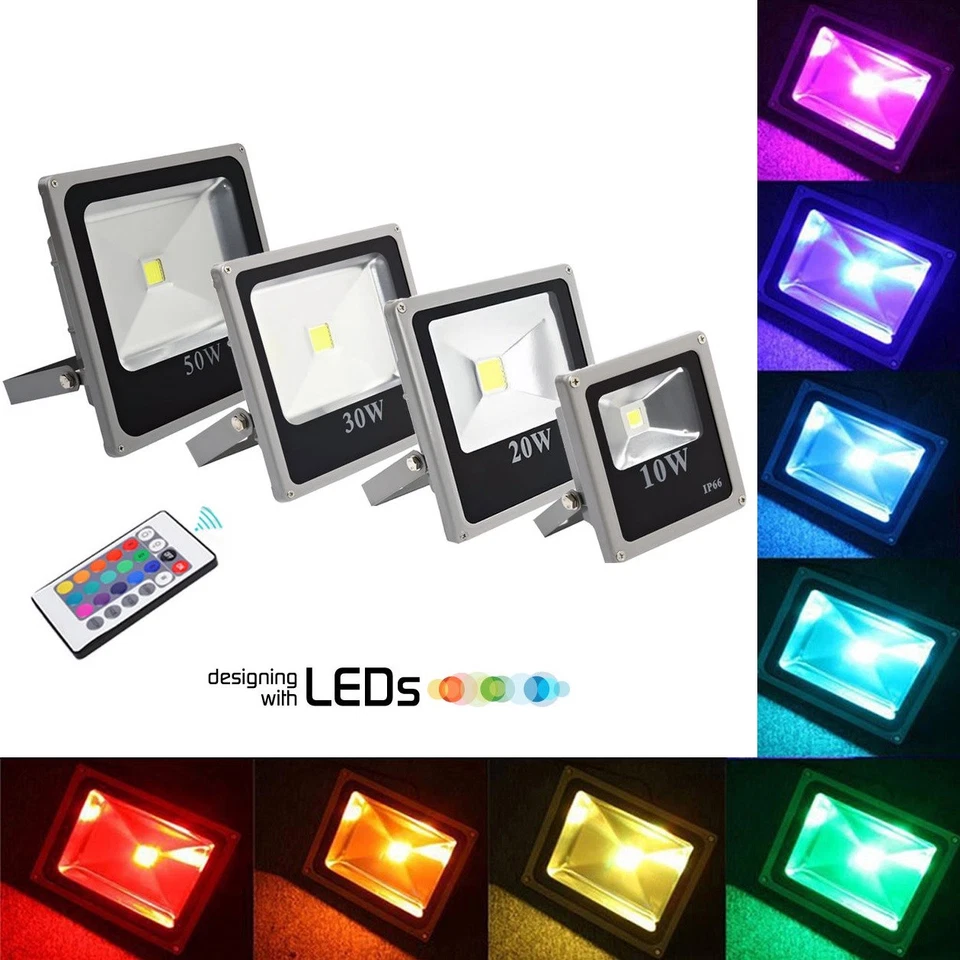 FARO FARETTO RGB PROIETTORE LED MULTICOLORE 10W 20W 30W 50W 100W ESTERNO INTERNO - Immagine 1 di 3