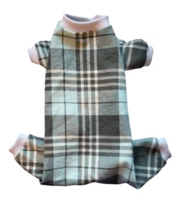 Green Tartan Plaid Flannel Pajamas PJ's Dog Puppy Teacup Pet Clothes 4XS - Large - Picture 1 of 4