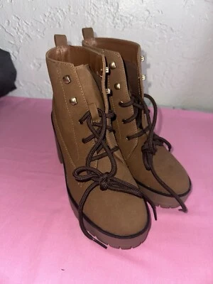 Forever 21 Brown Lace Up Combat Boots Lug Sole Women  Size 8 - Image 1 of 4