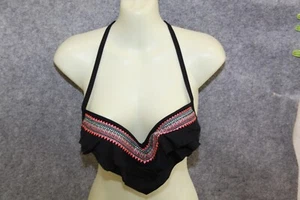 BIKINI OBERTEIL GRÖSSE 36 (70AA) SCHWARZ MIT VOLANT MIT BÜGEL SCHAUMSTOFF - Bild 1 von 2