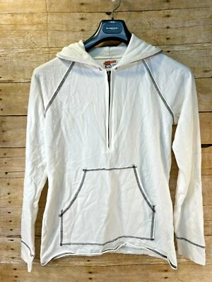 HOOTERS JERSEY MELOCOTÓN MUJER M 1/4 CREMALLERA SUDADERA CON CAPUCHA BOLSILLOS PARA LAS MANOS BLANCO ROTO ⭐️COMO NUEVO⭐️ Foto 1 de 4