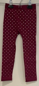TCP Kids Girls Gold Heart Print Cozy Soft Fleece Fleece Leggings Maroon XS NWOT - Picture 1 of 5