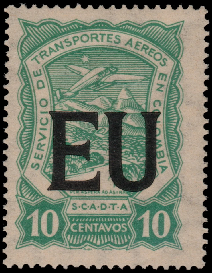 ✔️ COLÔMBIA SCADTA 1923 - AVIÃO CONSULAR EUA - SC. CLEU51 ** MNH [1SCLA589] - Imagem 1 de 1