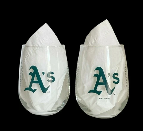 Oakland A's Glasses Wine Tumblers 4-1/2" H Baseball Sports Collectible Keepsake Cover