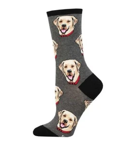 Sockenschmied Damen grau Grafik Baumwolle Crew Socken Labrador Druck Design UK 3-8 - Bild 1 von 1