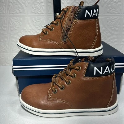 Nautica Chukka Boots Bowenswarf Toddler Tan Navy Leather Lace Up Boys Size 10 - Image 1 of 4