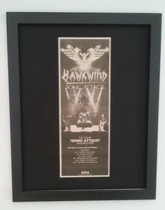 HAWKWIND*Sonic Attack*1981*ORIGINAL*POSTER*AD*FRAMED*FAST WORLD SHIP - Imagen 1 de 5
