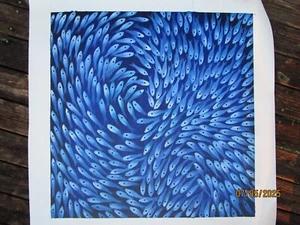 Fish Oil Painting, Hand Painted Ocean marine life, Framed Art blue Wall Decor - Picture 1 of 4