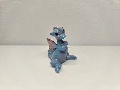 Figura Miniatura Mini Cerámica Azul Mamá Bebé Dragón Hagen Renaker Dañada Foto 1 de 4