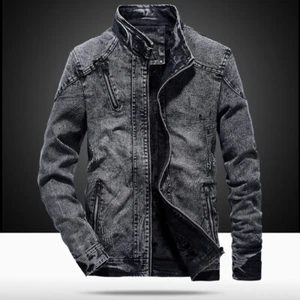 Retro Denim Jacket Plush Velvet Lined Winter Fashion Men's Casual Jeans Coat - Picture 1 of 10