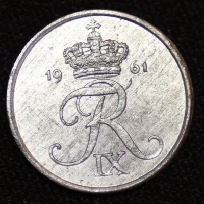 DENMARK ~ 1961 ~ 1 Ore ~ TONED UNC World Coin ☘️ W-#608 ☘️ - Image 1 of 2