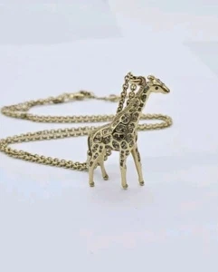 Giraffe Anhänger Halskette goldfarben Kristall Akzent signiert Fossil 25 Zoll - Bild 1 von 6