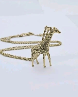 Giraffe Pendant Necklace Gold Tone Crystal Accent Signed Fossil 25 in - Image 1 of 4