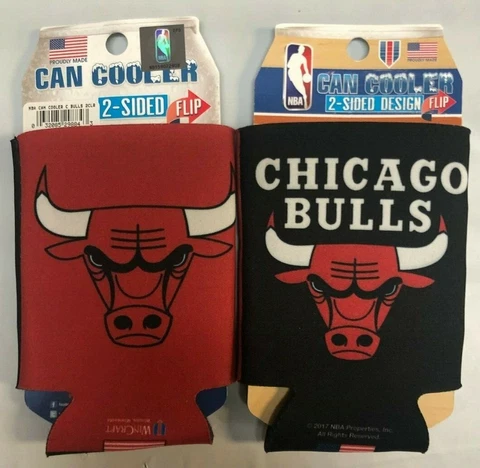 Chicago Bulls Logo NBA Collapsible Can Cooler SET OF 2 Cover