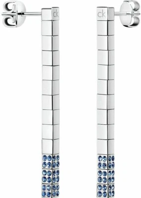 NUEVO CON ETIQUETAS PENDIENTES COLGANTES DE PLATA CALVIN KLEIN con CRISTALES AZULES SWAROVSKI PRECIO DE VENTA SUGERIDO POR EL FABRICANTE 89 £  Foto 1 de 3