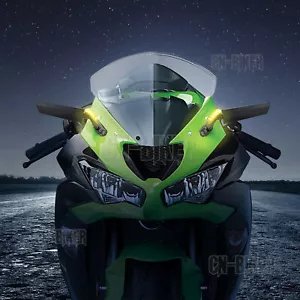 Rear View Mirrors w/LED Turn Signal Lights For Kawasaki Ninja 400 650 ZX6R ZX10R - Picture 1 of 9