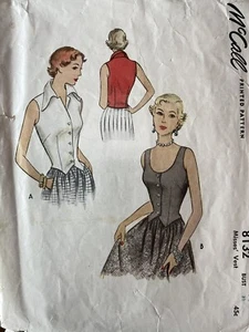50s Vintage McCall's Sewing Pattern #8132 Misses' Vest Blouses Complete Sz 14 - Picture 1 of 4