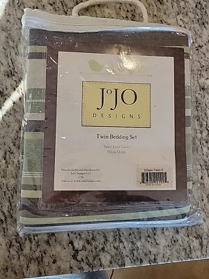 Sweet Jojo Designs Twin Duvet Cover and Sham Set Ethan Striped Green  - Image 1 of 4