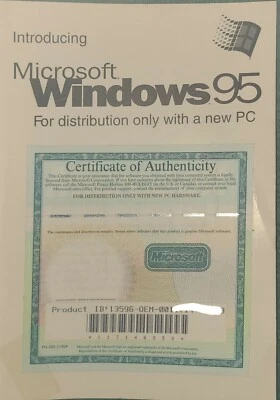 Introducing Windows 95 Certificate of Authenticity COA Manual - NO CD-ROM - Image 1 of 2