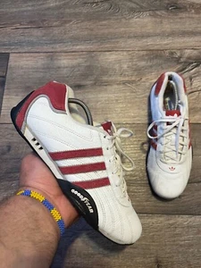 Vintage Adidas Team Archives Goodyear Men's White Leather Sneakers US6 - Picture 1 of 7