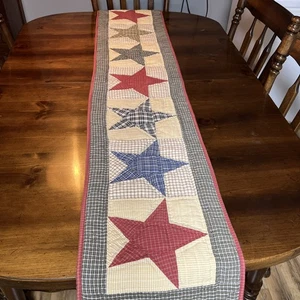 Vintage Americana Star Quilt Table Runner 70"x14.25" Farmhouse Primitive Rustic - Picture 1 of 9