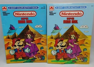 2 Nintendo Super Mario Bros Brothers Color Coloring Activity Books 1989 New Used - Picture 1 of 16
