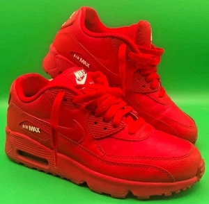 Nike Air Max 90 University Red on Red #833412-606 Size 7Y EUC  - Picture 1 of 7