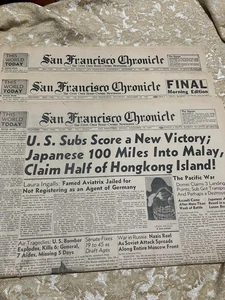 WW2 San Francisco Chronicle Newspapers 3 Papers From 1945 - Picture 1 of 11