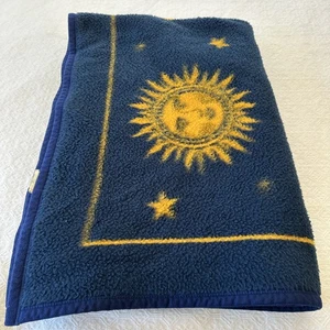 Vtg Biederlack Celestial Reversible Throw Blanket Sun Moon Stars USA 54x76 - Picture 1 of 24