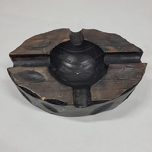 Vtg Lobeco Spain Art Wood Carved Ashtray Cigar 1970s Chunky Dark Brown Oblong - Picture 1 of 5