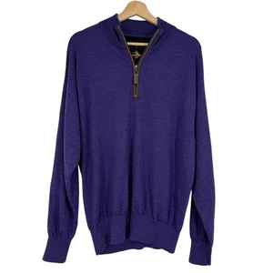 Suéter Orvis Para Hombres Lana Merino Cuarto Cremallera Talla L Púrpura Acogedor Preppy - Imagen 1 de 8