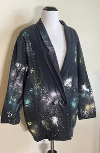 Vtg 80s 90s Splatter Oversized Punky Blazer - Picture 1 of 12